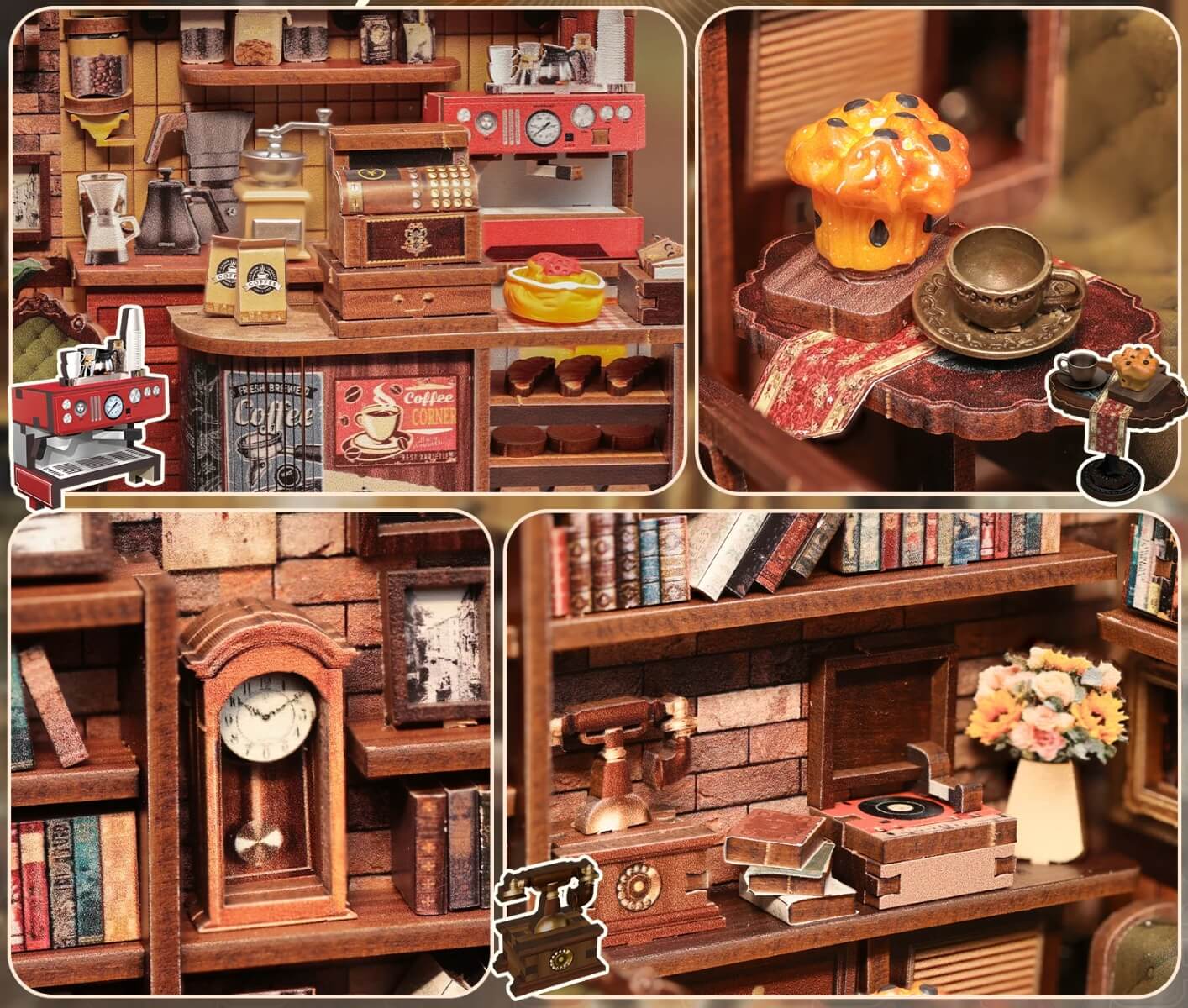 CORNER COFFEE SHOP DIY Dollhouse Kit