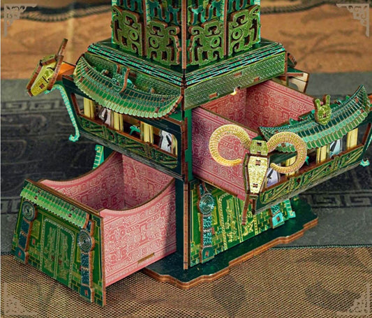 Four-goat Square Zun 3D Puzzle DIY Desktop Storage Kit