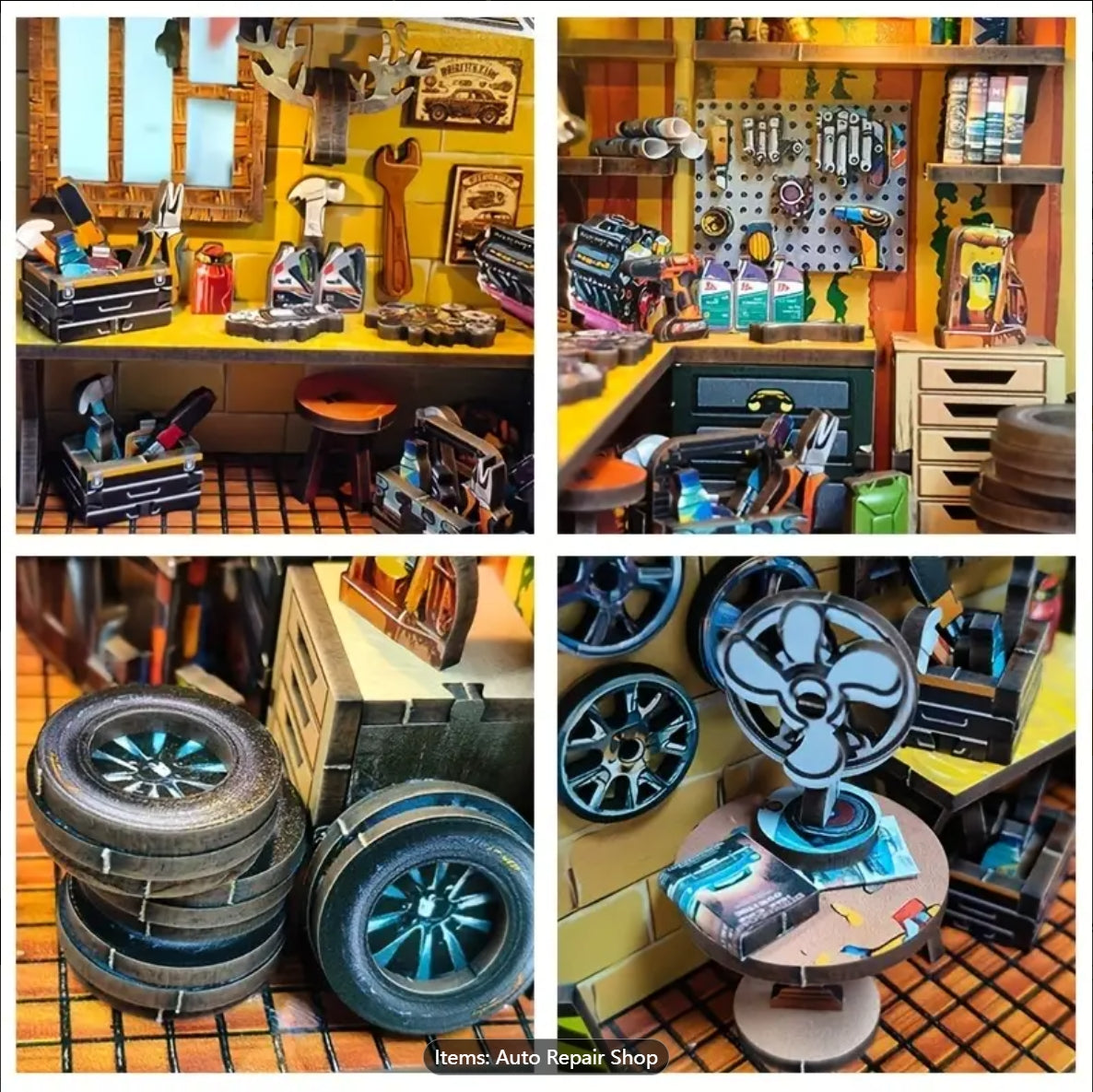 Durable Wooden Garage Scene Model Kit