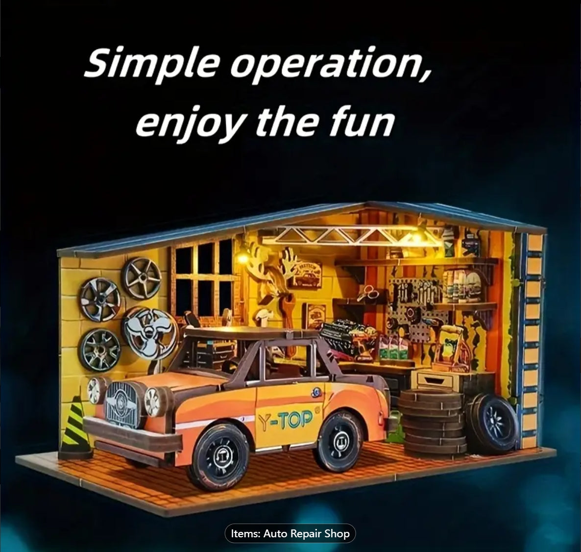 Durable Wooden Garage Scene Model Kit