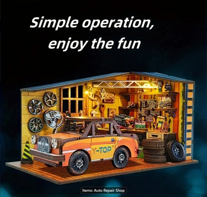 Durable Wooden Garage Scene Model Kit