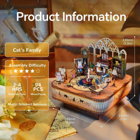 Cat's Party DIY 3D Wooden Music Box Puzzle
