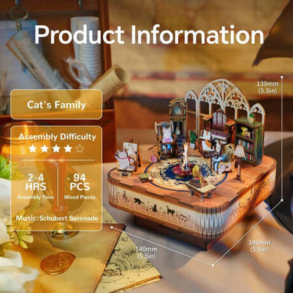 Cat's Party DIY 3D Wooden Music Box Puzzle