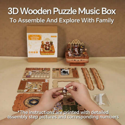 Cat's Party DIY 3D Wooden Music Box Puzzle