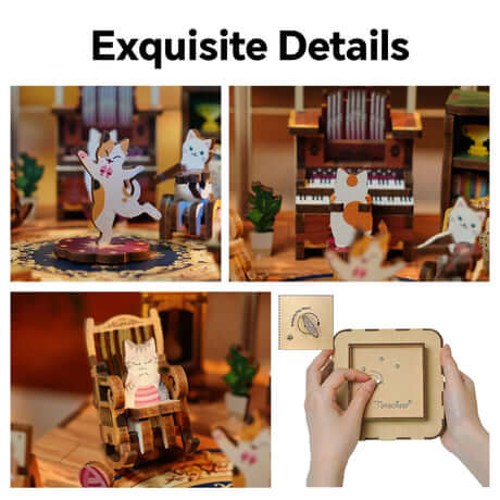 Cat's Party DIY 3D Wooden Music Box Puzzle