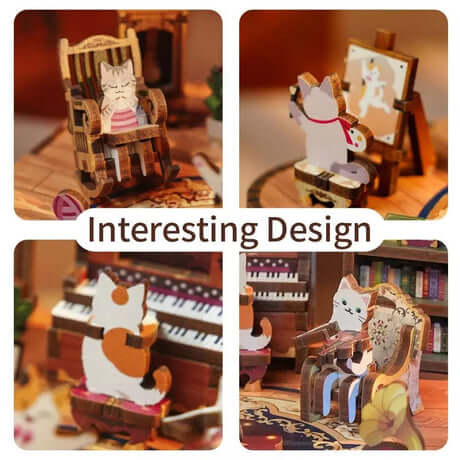 Cat's Party DIY 3D Wooden Music Box Puzzle