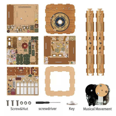 Cat's Party DIY 3D Wooden Music Box Puzzle