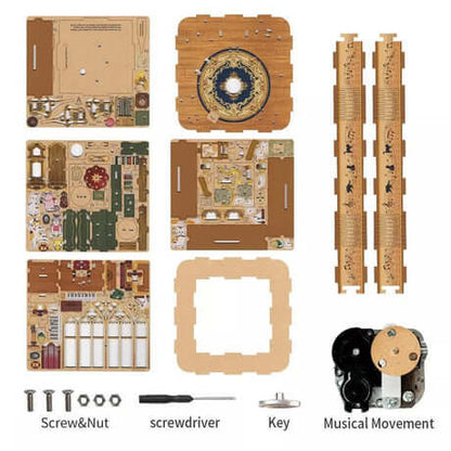 Cat's Party DIY 3D Wooden Music Box Puzzle